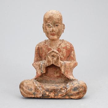FIGURIN/LOHAN, trä, Qing dynastin 1700-tal.