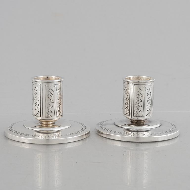 W.A. Bolin, a pair of silver candlesticks, Stockholm 1956.