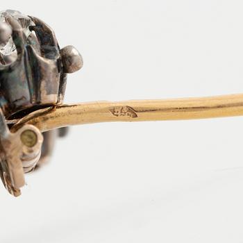 Silver and old cut diamond brooch, around 1900's.