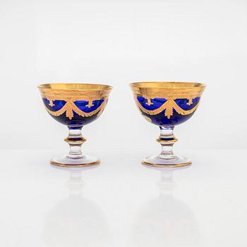 A set of late 20th century footed Murano bowls, Italy,