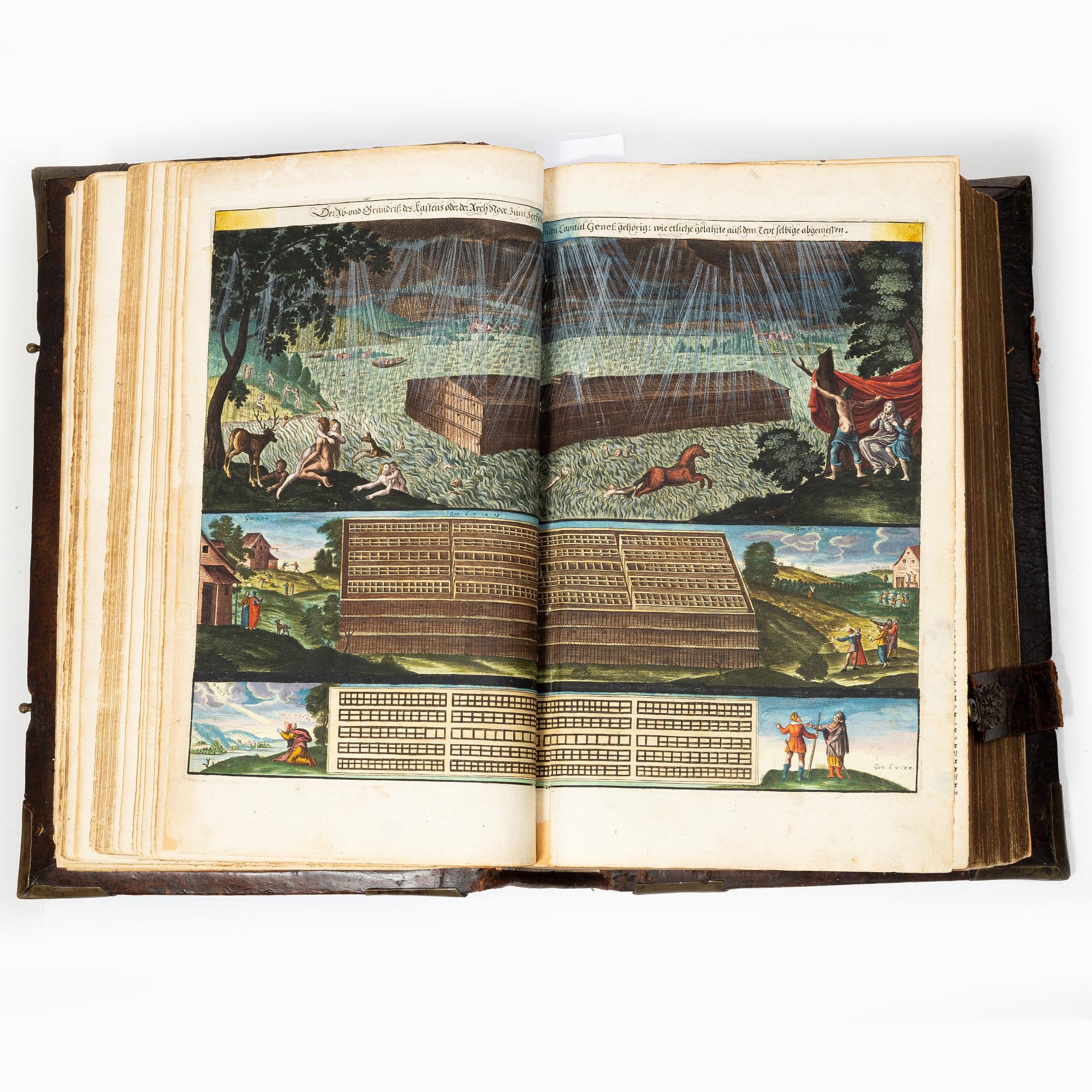 Biblia, Nürnberg 1662, med vackert bemålade gravyrer.