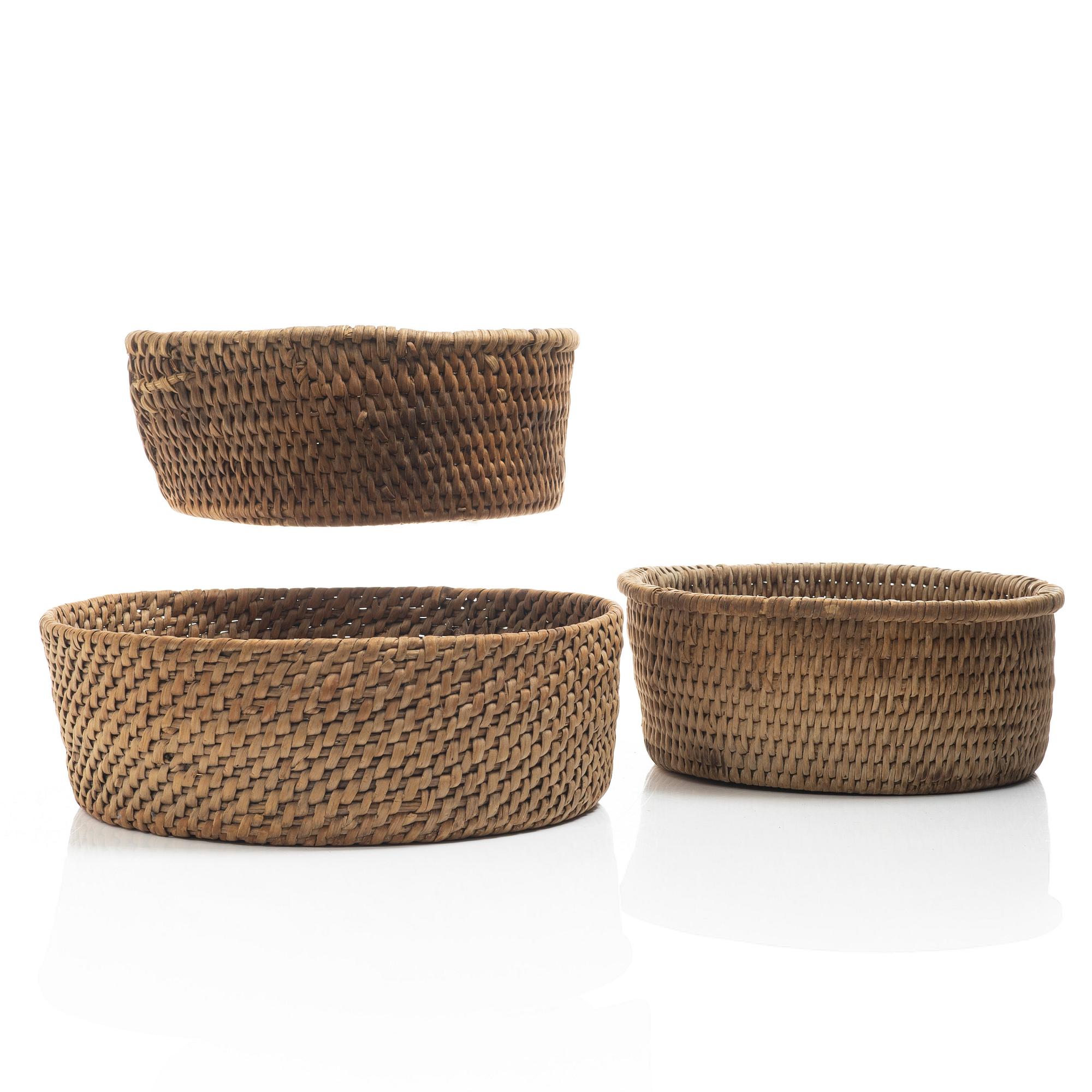 Root baskets, 3 pcs, folk art, 19th century.