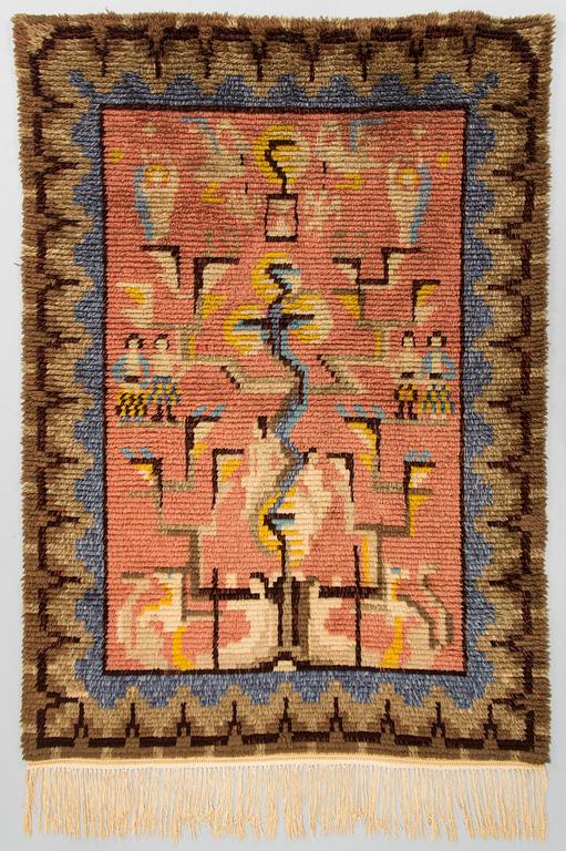 Ester Ax, a Finnish long pile rug, model for Neovius. Circa 177x125 cm.