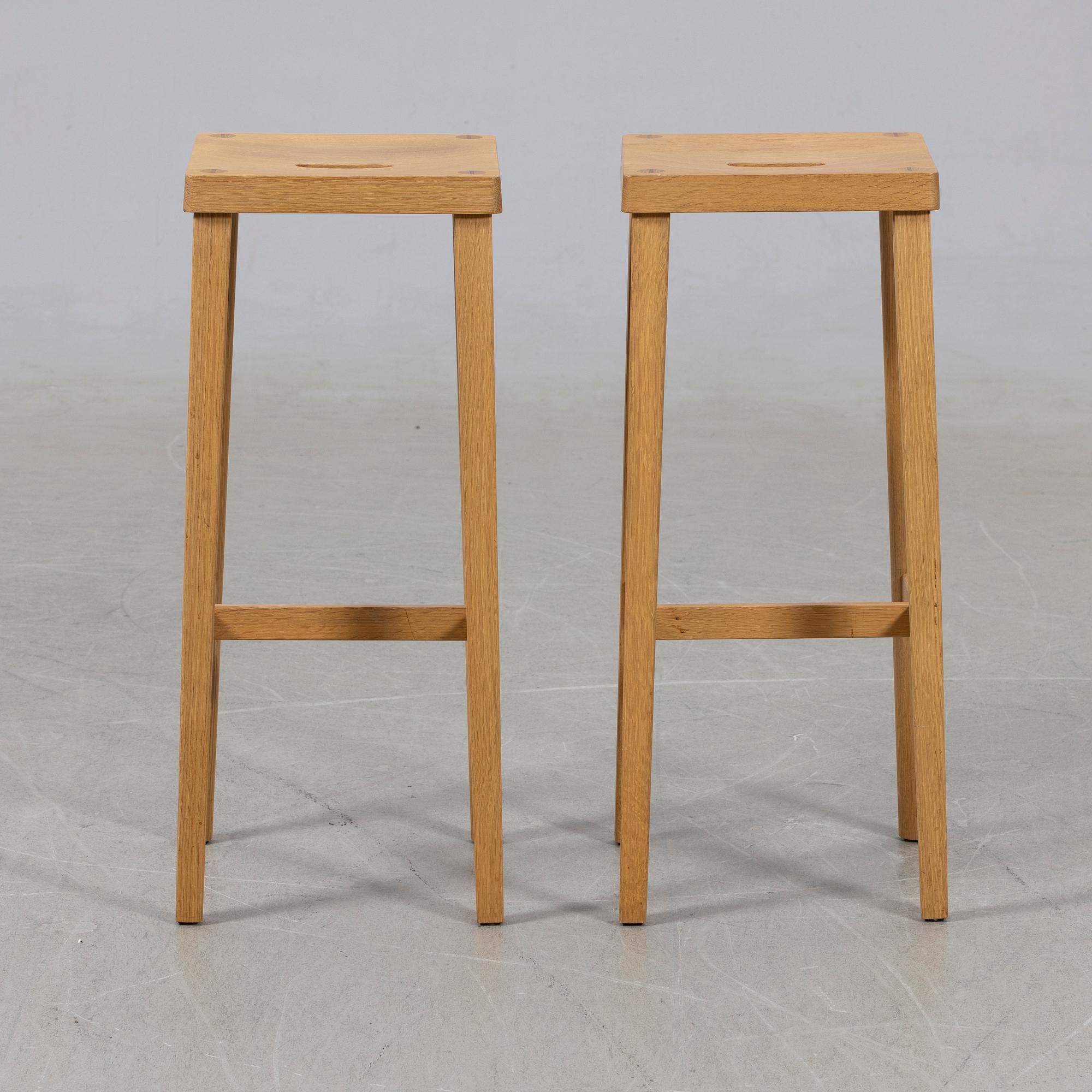 Bar stools, a pair, Tre Sekel, 2010s.