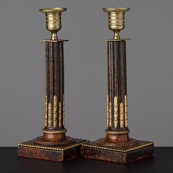 A pair of late Gustavian late 18th century candlesticks.