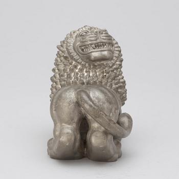 An Anna Petrus pewter sculpture of a lion, Svenskt Tenn, Stockholm 1920's-30's.