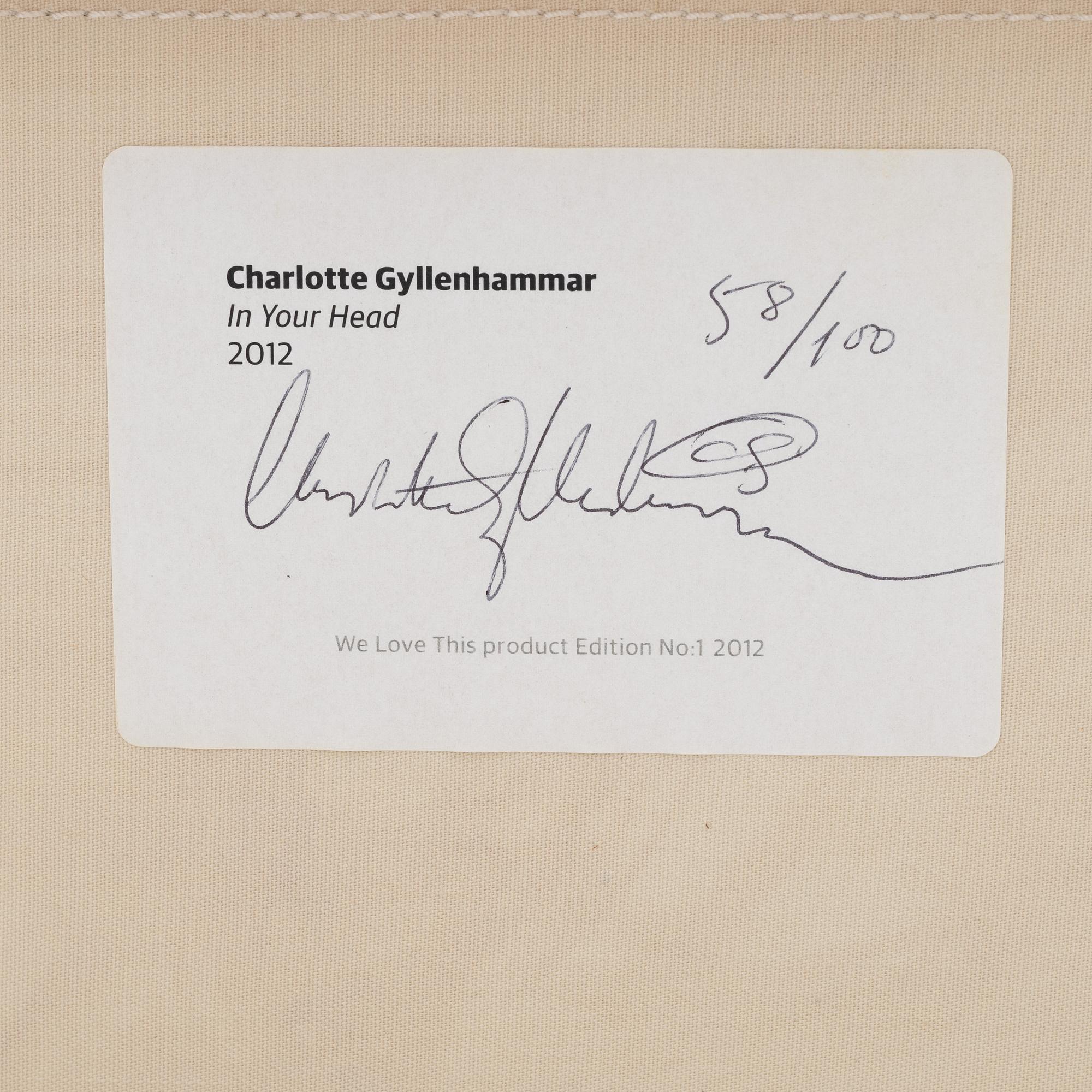 Charlotte Gyllenhammar, multipel signerad och numrerad 58/100, 2012.