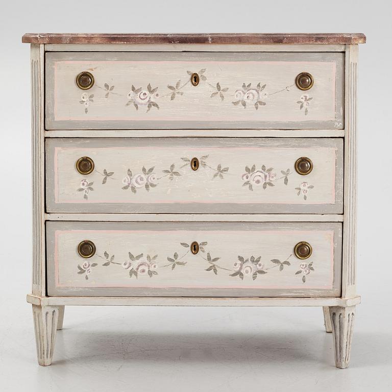 A Gustavian-style painted commode incorporating older elements.