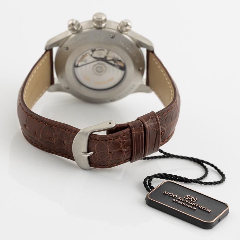 Sjöö Sandström, Royal Steel, chronograph, wristwatch, 42 mm.
