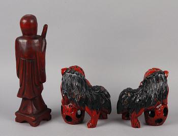 FIGURINER, 3 st, trä, Kina, sent 1900-tal.