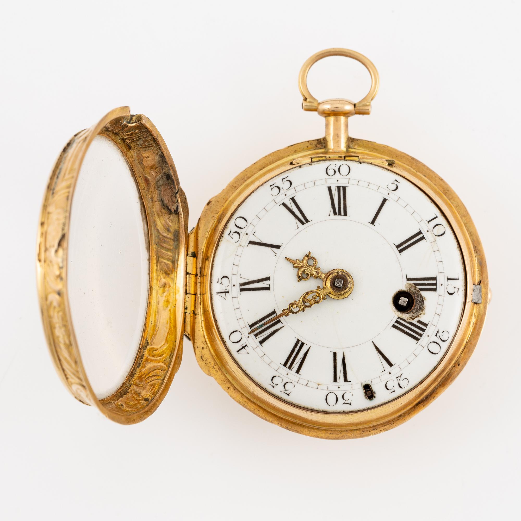 An 18k gold pocket watch by J. Ekeroth (watchmaker in Stockholm 1755-66).