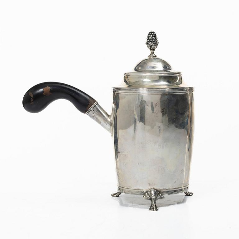 Andreas Isberg, choklad-/kaffekanna, silver, empire, Skänninge 1816.