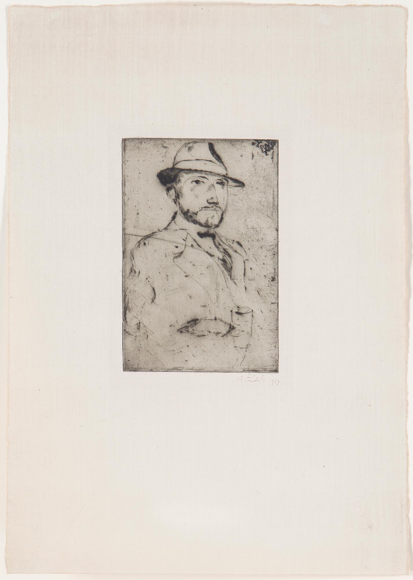 AXEL FRIDELL, etsning, "Italienaren", signerad, 1917.