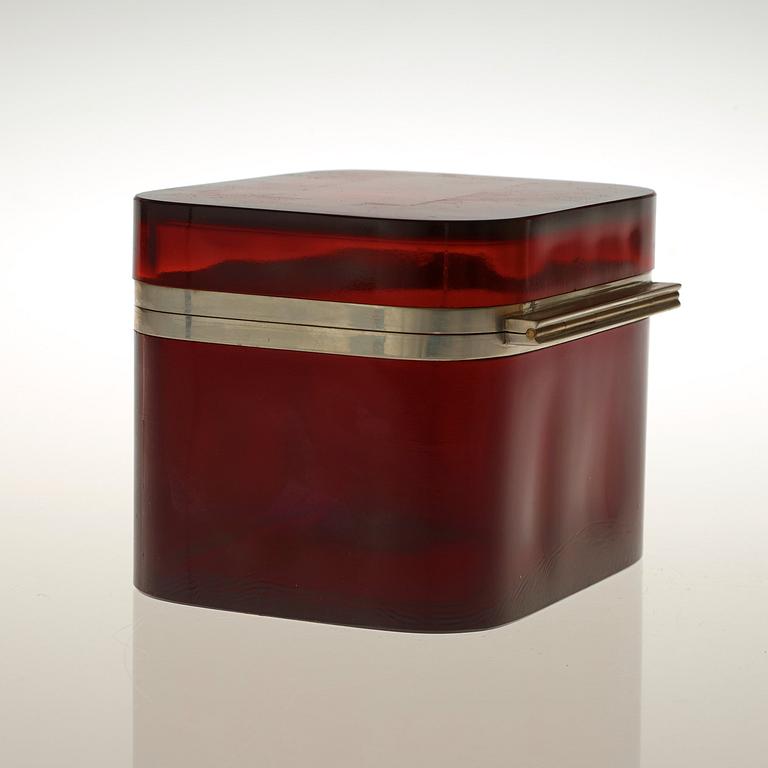 A Josef Frank red glass and pewter box for Svenskt Tenn.