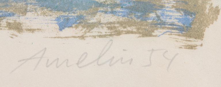 ALBIN AMELIN, färglitografi, sign.