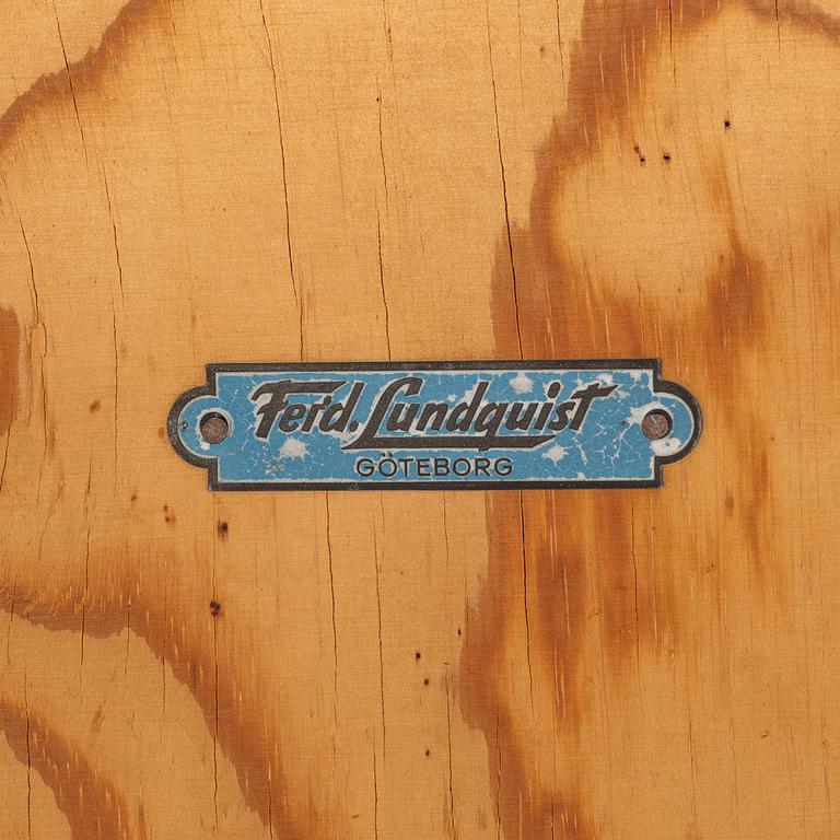 An elmwood serving trolley, Ferdinand Lundqvist, Gothenburg, 1940's/50's.