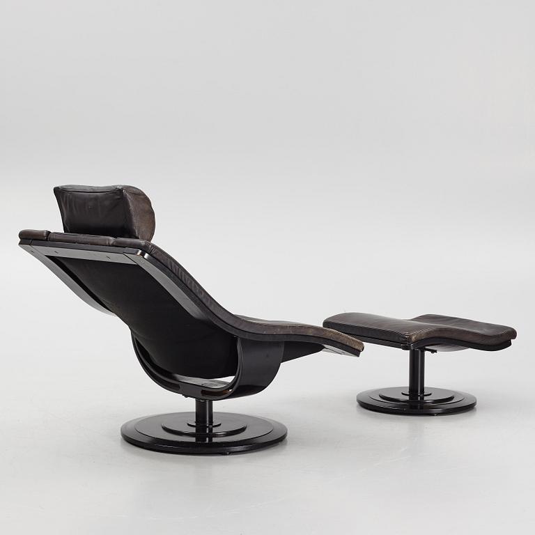 Takashi Okamura & Erik Marquardsen, a "Wave" armchair with ottoman, Nelo, 1970's.