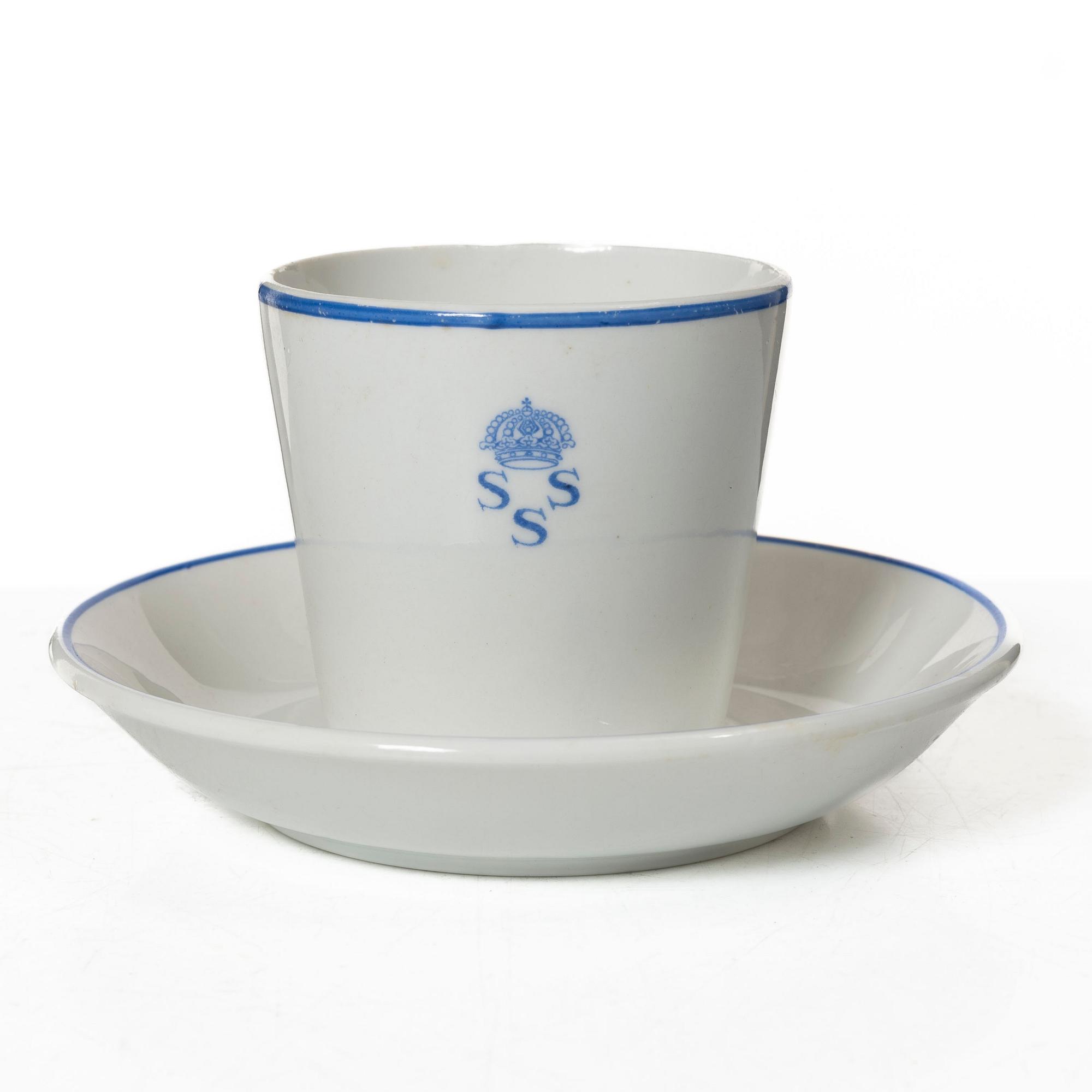 Matservis, 45 delar, porslin, "Kungliga Svenska Segelsällskapet", tillverkad för Nordiska Kompaniet, Rörstrand.