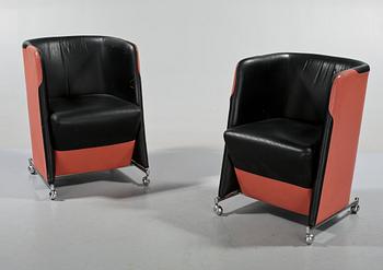 FÅTÖLJER, ett par, Börge Lindau samt Bo Lindekrantz, Lammhults, 1980-tal.