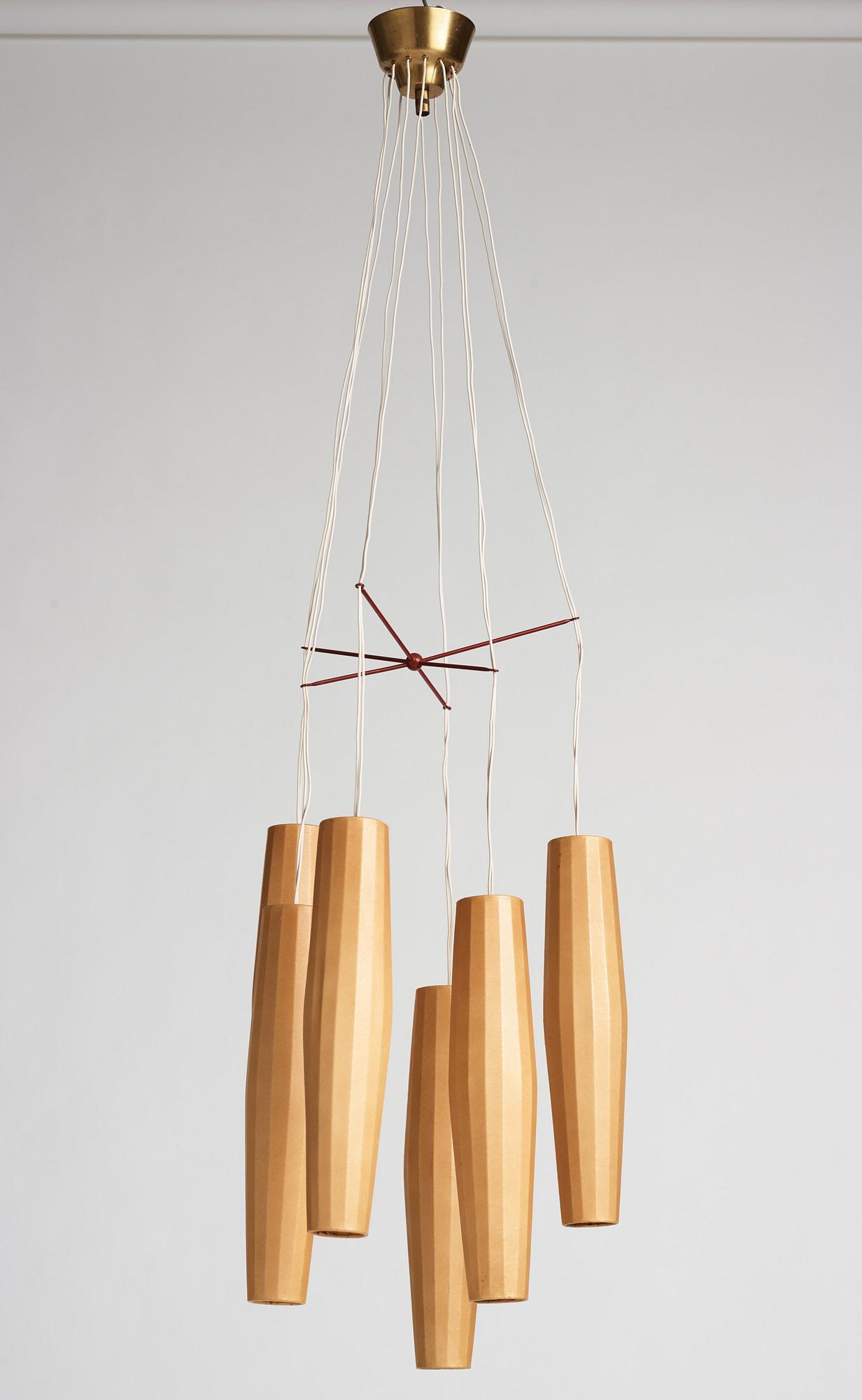 Hans Bergström, taklampa, modell "153/6", ateljé Lyktan, Åhus, 1940-50-tal.