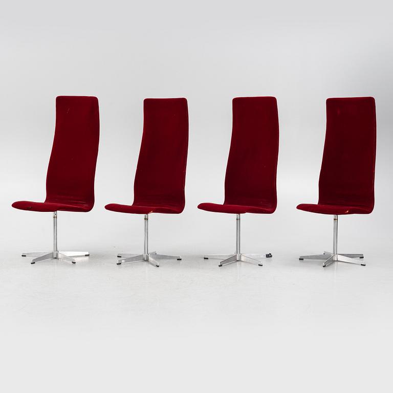 Arne Jacobsen, four 'Oxford' chairs, Fritz Hansen, Demark.