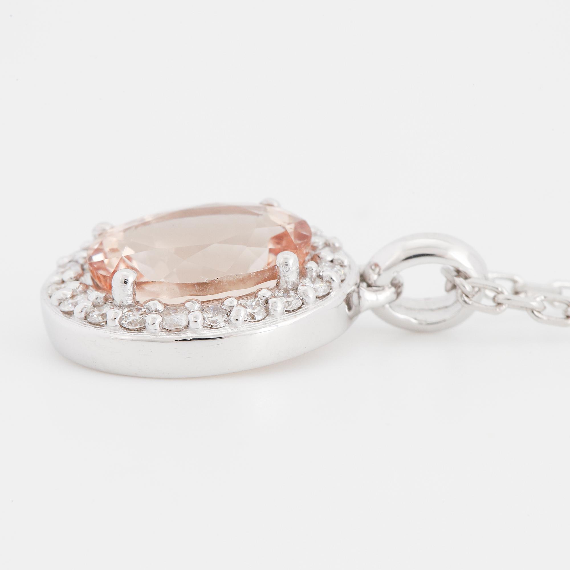 morganite and brilliant-cut diamond necklace.