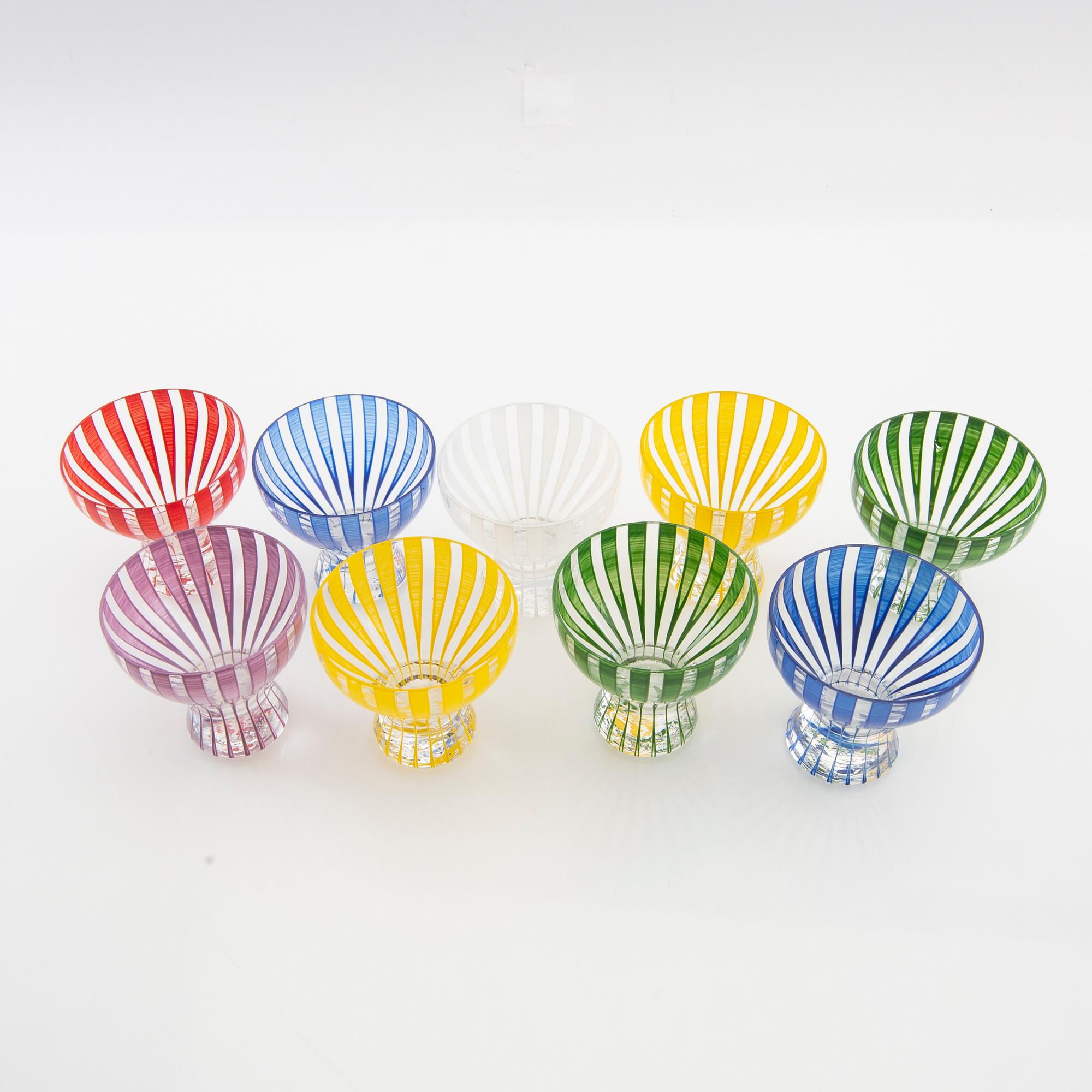 Bengt Orup, glas 9 st  "Strikt", Johansfors 1950-tal.