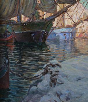 Anna Boberg, Harbour scene from Lofoten.