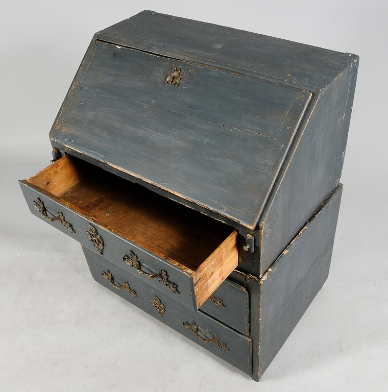 SEKRETÄR, 1700-/1800-tal, blåmålad.