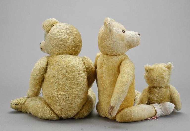 PARTI MJUKDJUR, 3 st. Bland annat Steiff och Hermann. 1900-tal.