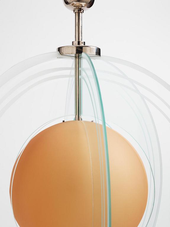 Vicke Lindstrand, an "Arsenal" ceiling lamp model "LD 610/611", Orrefors, 1930s.