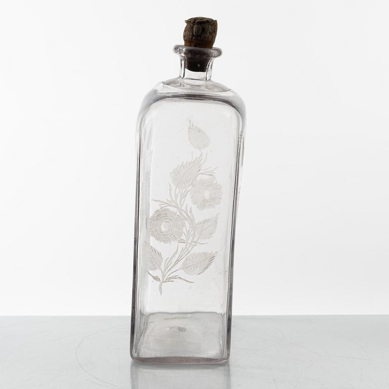 An engraved vodka bottle, later part of the 19th century.