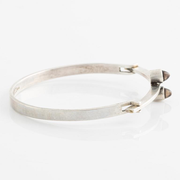 Armring silver med rökkvarts.
