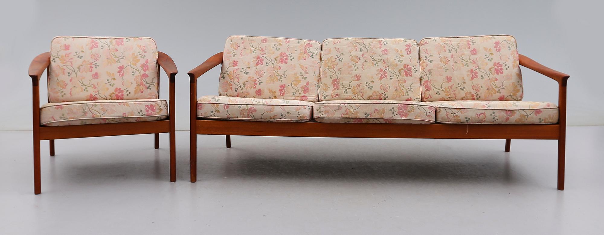 SOFFA SAMT FÅTÖLJ, Folke Ohlsson, Bodafors, 1900-talets andra hälft.