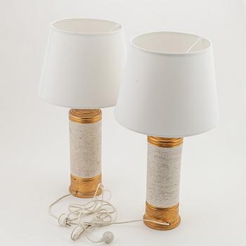 A pair of earthenware table lamps produced by Bitossi for Bergboms, 1070's.