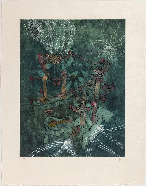 ROBERTO MATTA, 10 pieces of aquatint etchings named "Home' Mére", signed and numbered 78/100.