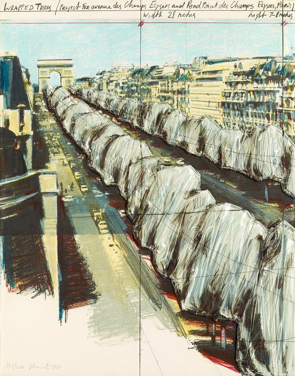 Christo & Jeanne-Claude, "Wrapped Trees - Project for the Avenue des Champs-Elysées, Paris".