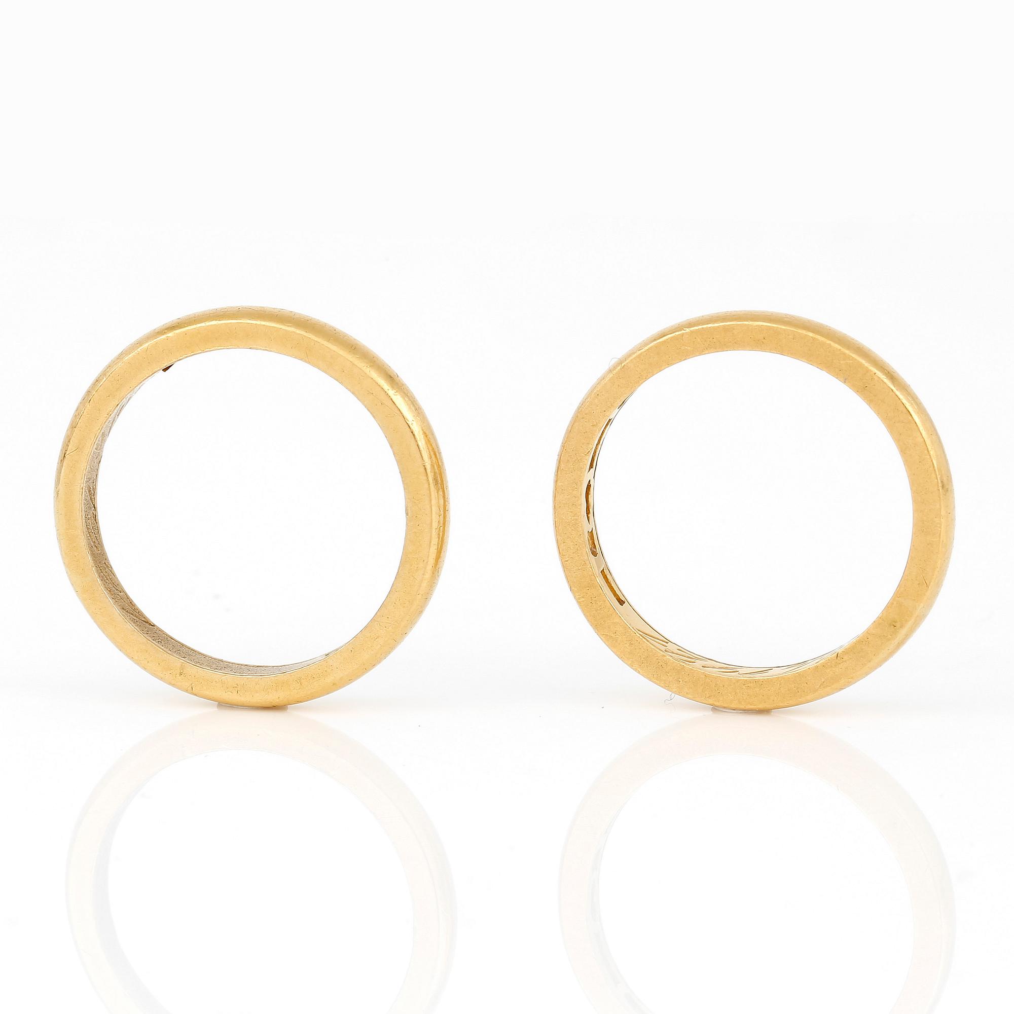 RINGAR, 2 st, Stockholm, 1920, 23K guld.