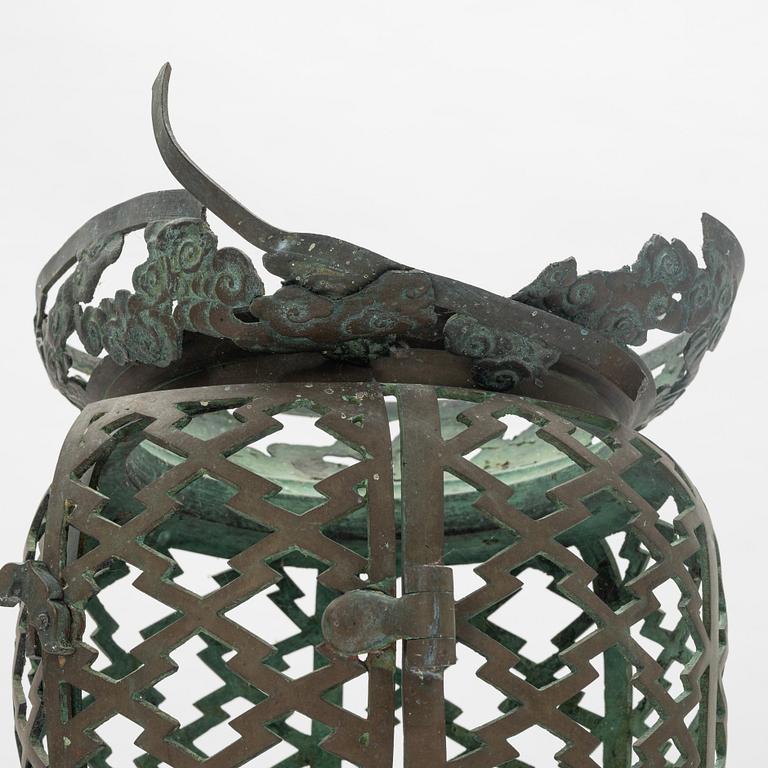 A large Japanese bronze garden lantern, early 20th Century.