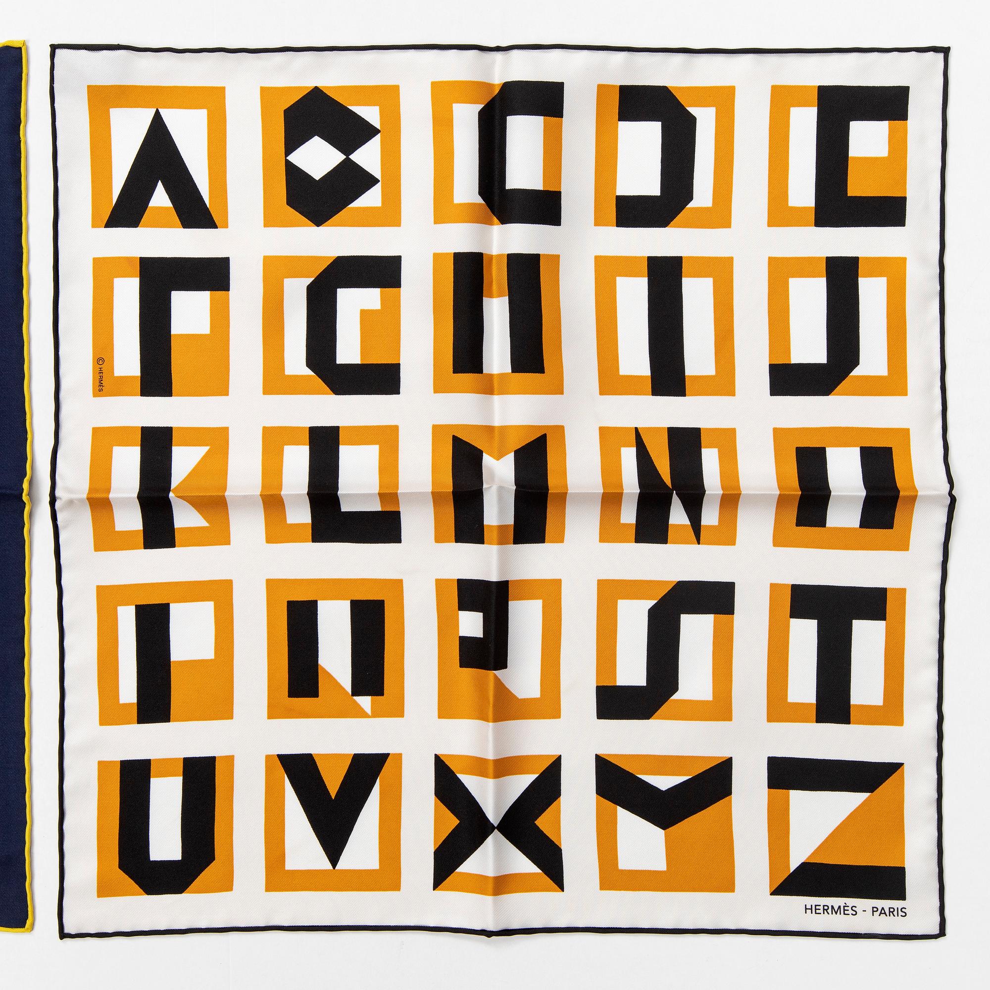 HERMÈS, two pochette/gavroche scarves.