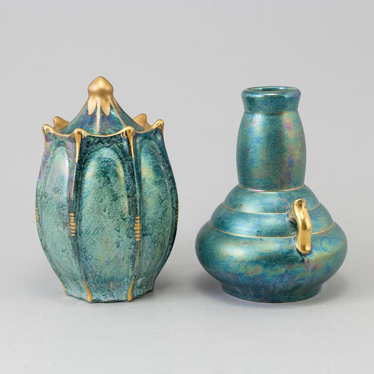 JOSEF EKBERG, a vase and a lidded urn, Gustavsberg 1930´s.