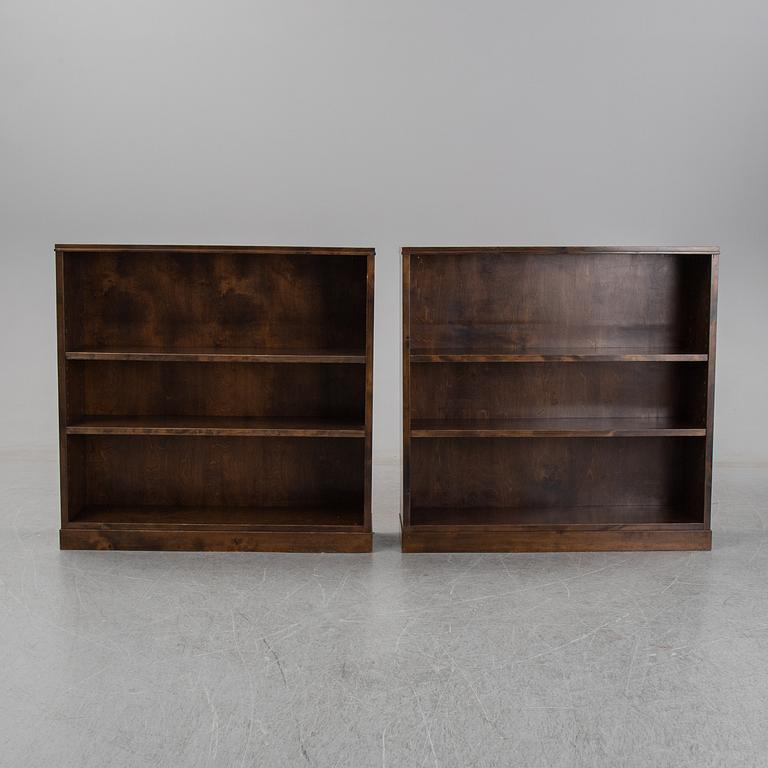 A pair of 1940's stained birch book cases.