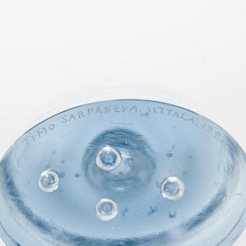 Timo Sarpaneva, lasiveistoksia, kynttilänjalkoja, 4 kpl, "Arktia", signeerattu Timo Sarpaneva Iittala 1990.