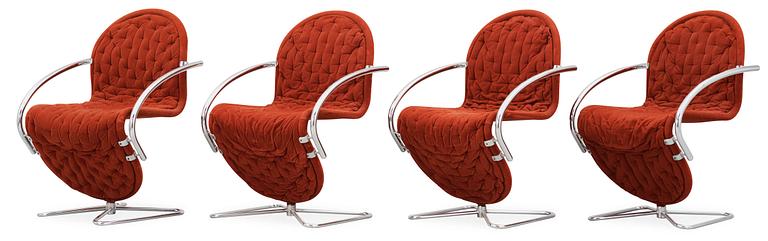 A set of four Verner Panton 'System 1-2-3 Lounge Deluxe' chairs, Fritz Hansen, Denmark 1970's.
