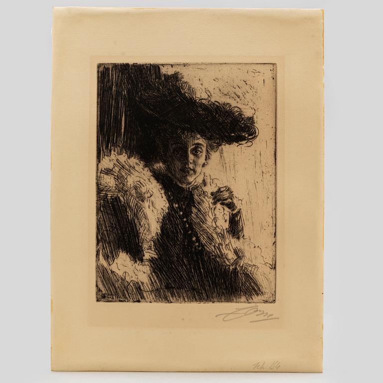 ANDERS ZORN, etching, 1904, I state of I, signed with pencil.