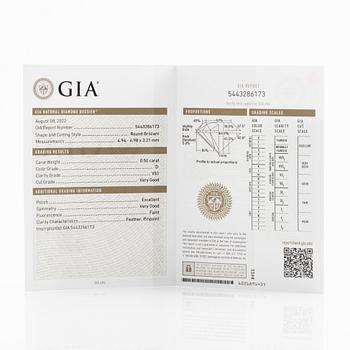 Ring, trestensring, 18K vitguld med briljantslipade diamanter.