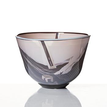 Ann Wolff, 'Jungfrau Zart', an etched and engraved glass bowl, Stenhytta Glasstudio, Transjö, Sweden 1979-83.