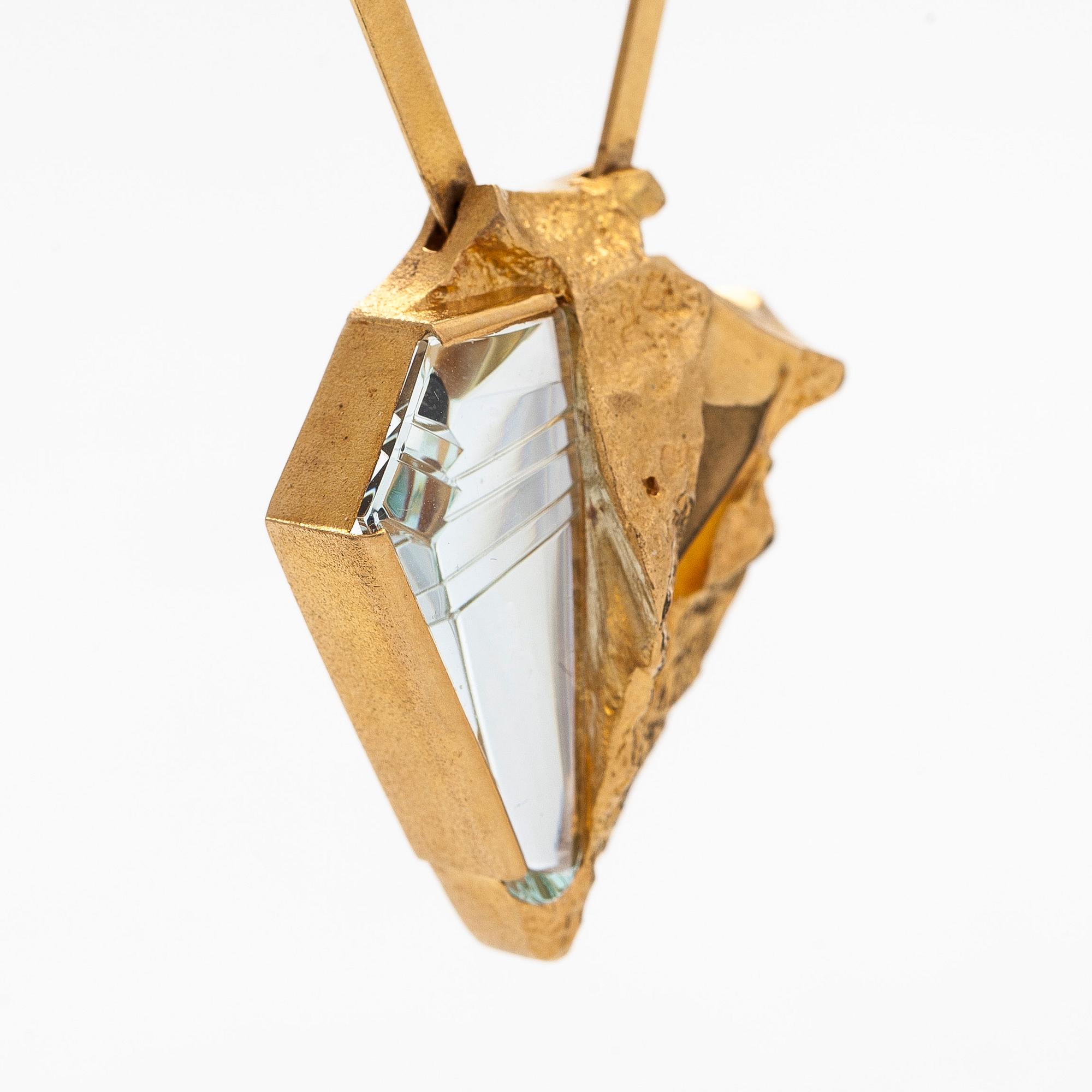 Björn Weckström, necklace, "Nerthus", faceted aquamarine, 18K gold.