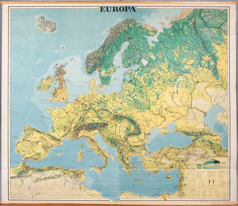 SKOLKARTA, "Europa". Generalstabens karta 1943.