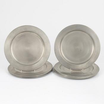 Svenskt Tenn, eight pewter plates, Stockholm 1968.